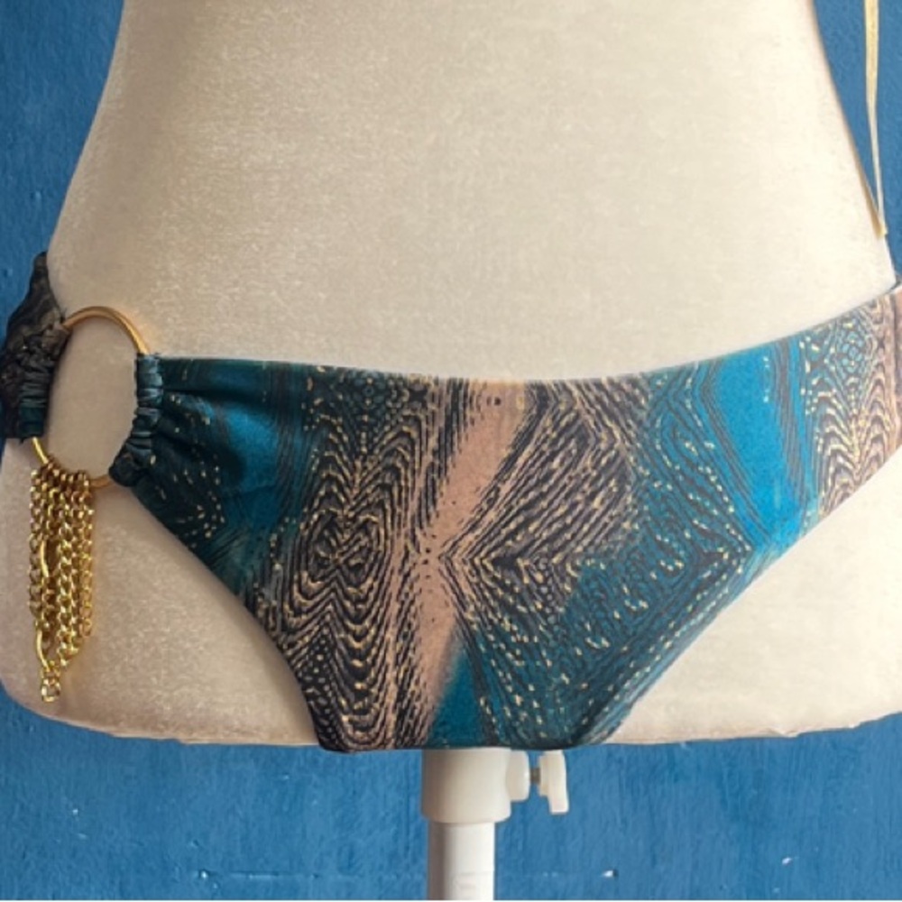 Chic Blue and Gold Bikini Bottom
